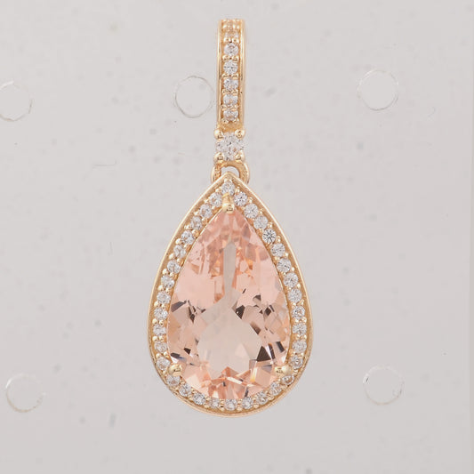 2.81 Ct Pear Morganite 9K Gold Pendant