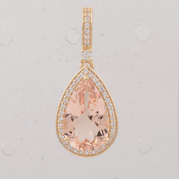 2.81 Ct Pear Morganite 9K Gold Pendant