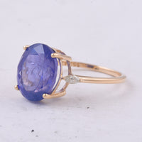 5.80 Ct Oval Natural Tanzanite 14K Gold Ring