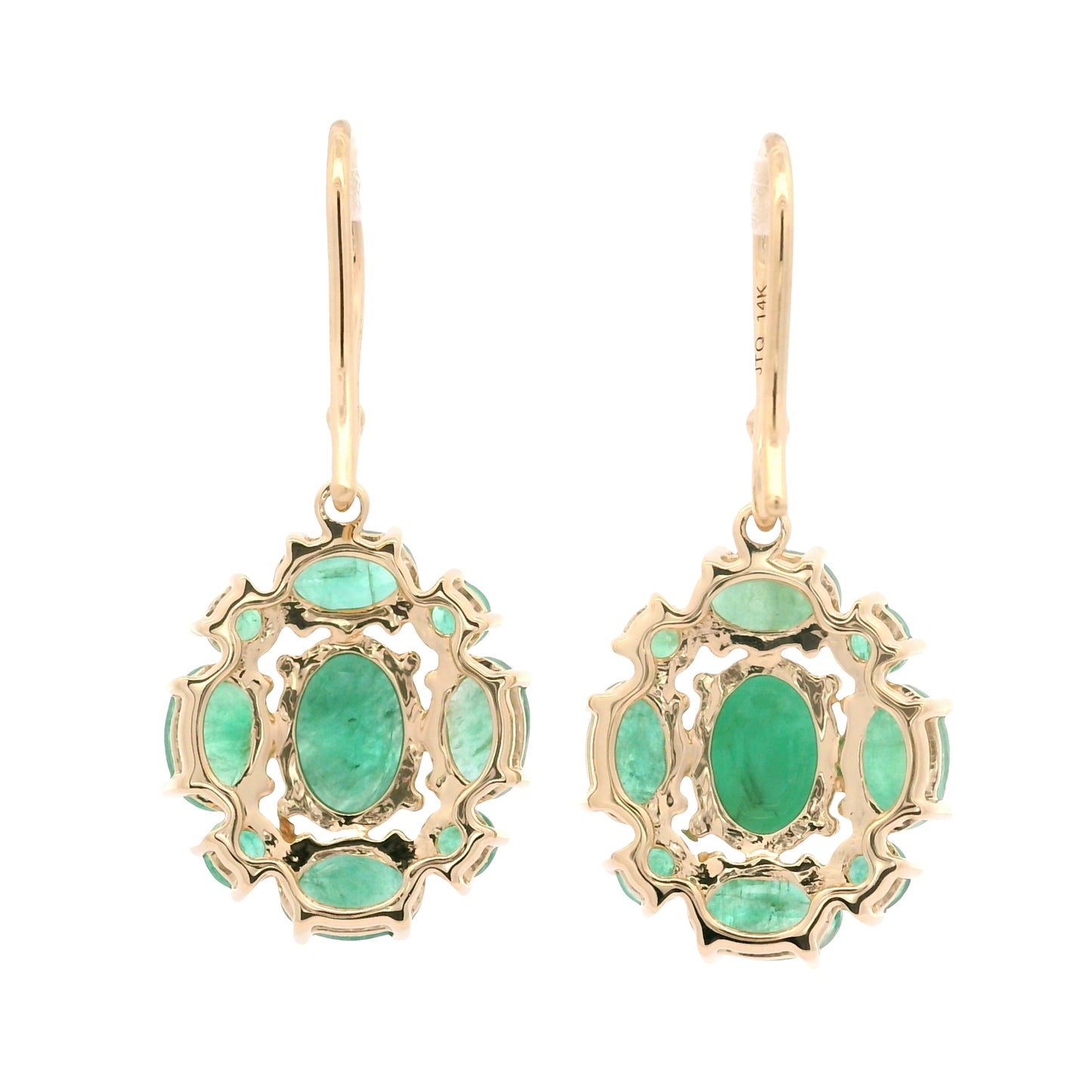 6.70 Ct Oval Emerald 14K Gold Earrings