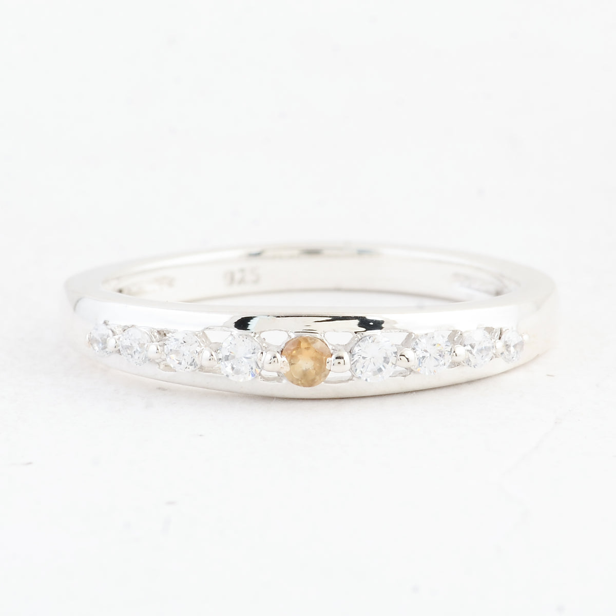 0.39 Ct Round Citrine 925 Sterling Silver Ring