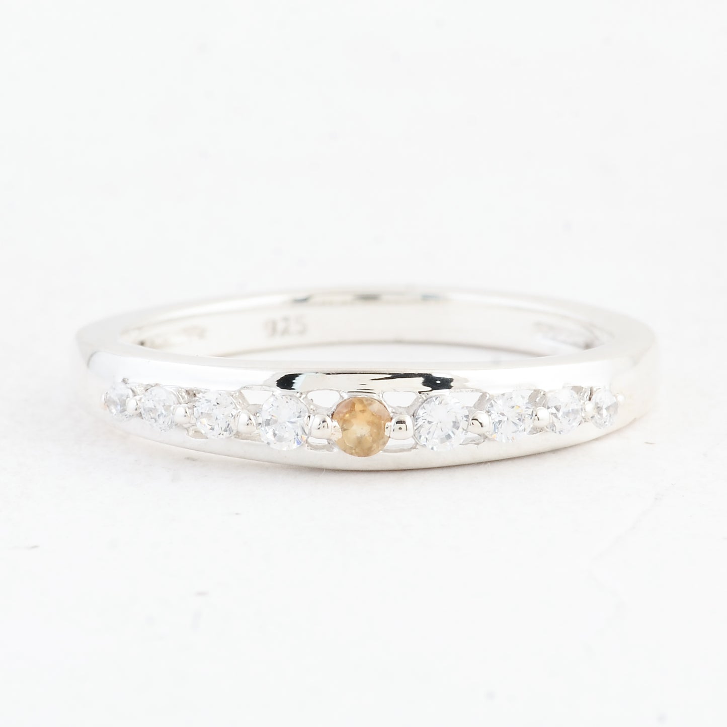 0.39 Ct Round Citrine 925 Sterling Silver Ring