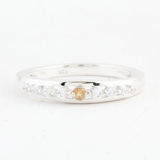 0.39 Ct Round Citrine 925 Sterling Silver Ring