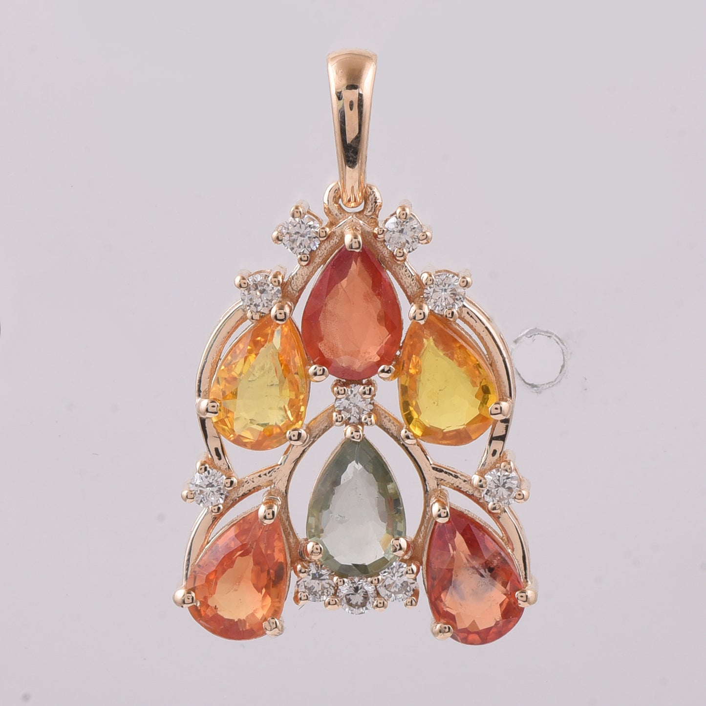 2.96 Ct Pear Natural Multi-Coloured Sapphire 14K Gold Pendant
