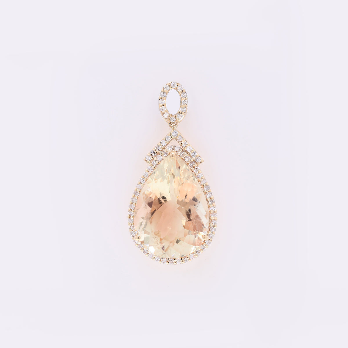 6.15 Ct Pear Mixed Cut Natural Sunstone 14K Gold Pendant
