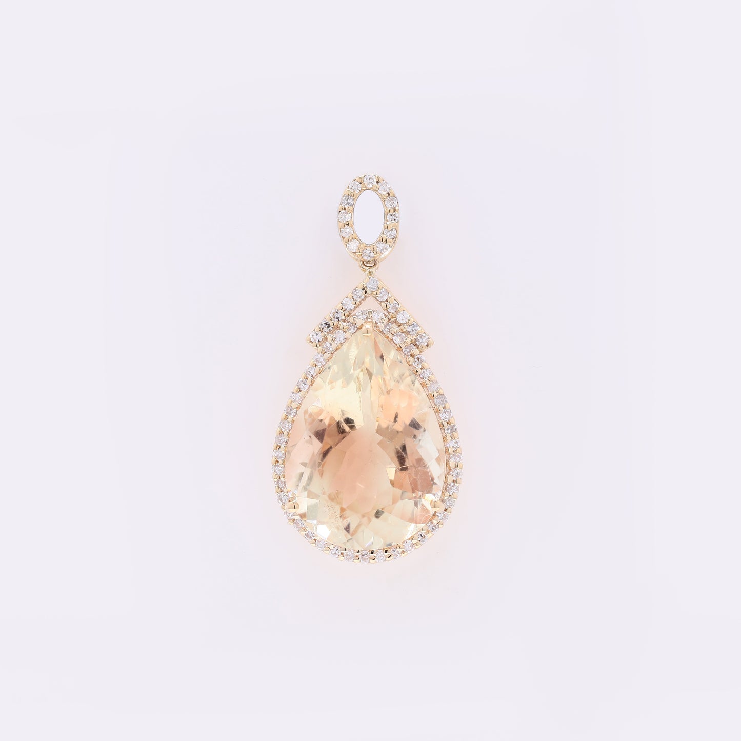 6.15 Ct Pear Mixed Cut Natural Sunstone 14K Gold Pendant