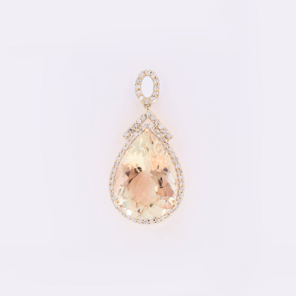 6.15 Ct Pear Mixed Cut Natural Sunstone 14K Gold Pendant