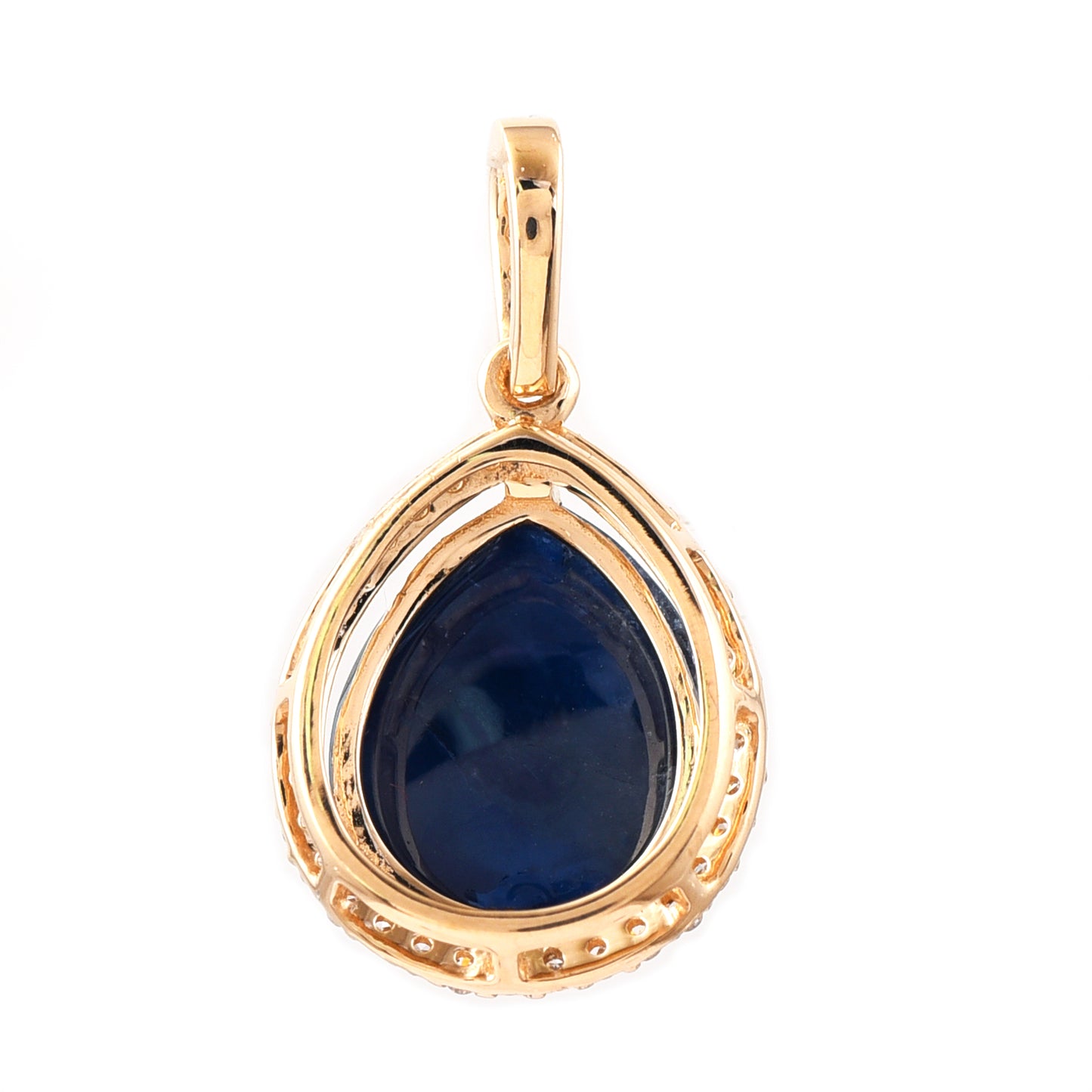 5.25 Ct Pear Cabochon Natural Sapphire 14K Gold Pendant
