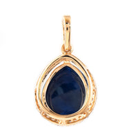 5.25 Ct Pear Cabochon Natural Sapphire 14K Gold Pendant