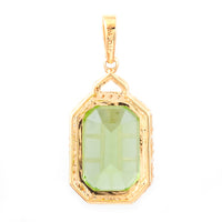 5.20 Ct Octagon Step Cut Natural Peridot 14K Gold Pendant