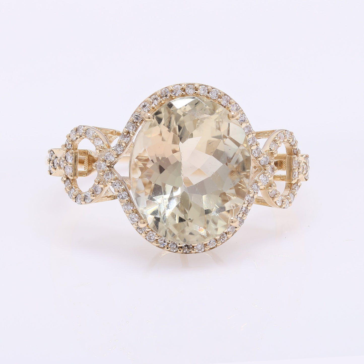4.74 Ct Oval Mixed Cut Natural Plagioclase Feldspar Sunstone 14K Gold Ring