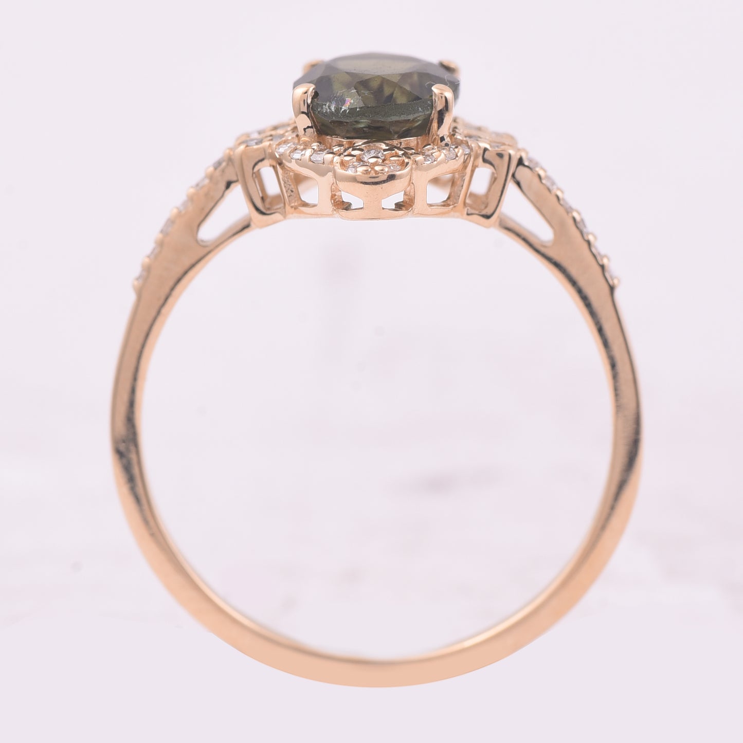 1.51 Ct Oval Mixed Cut Natural Green Tourmaline 14K Gold Ring