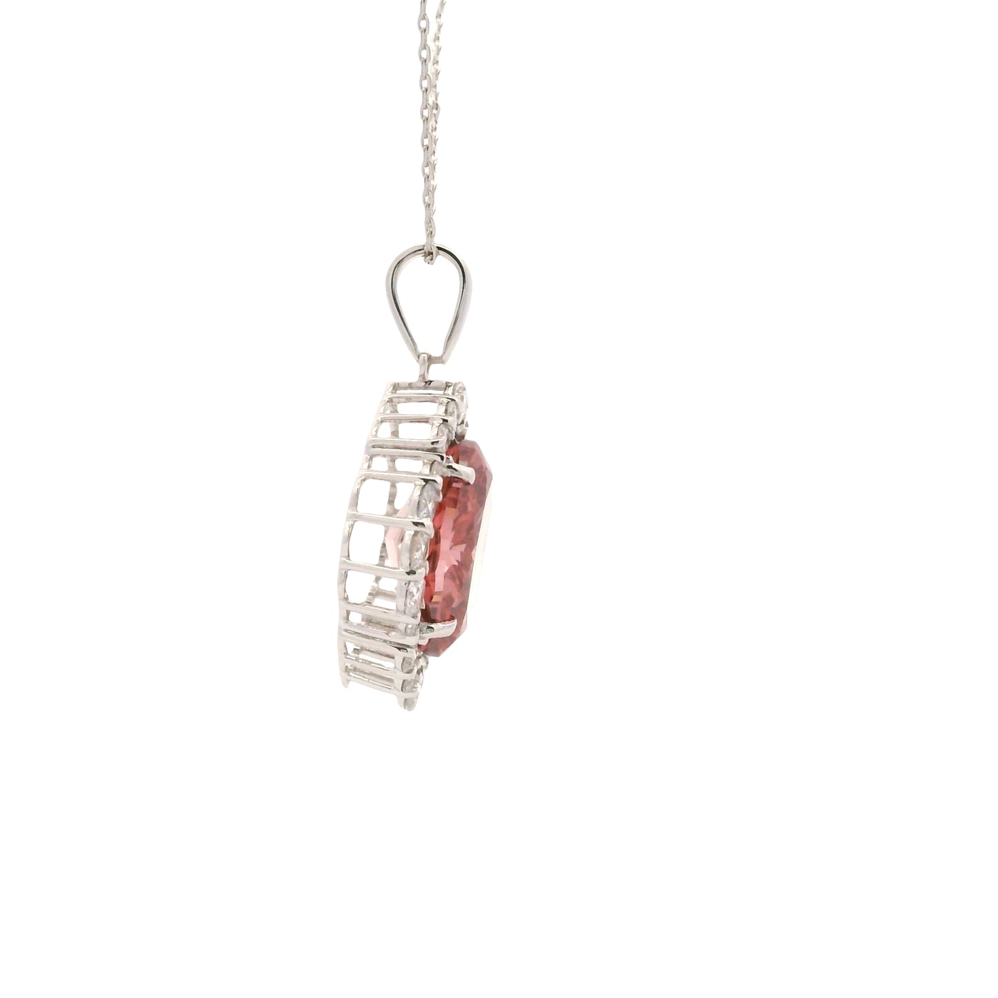 5.86 Carats Pink Lab Grown Diamond 14K Gold Pendant