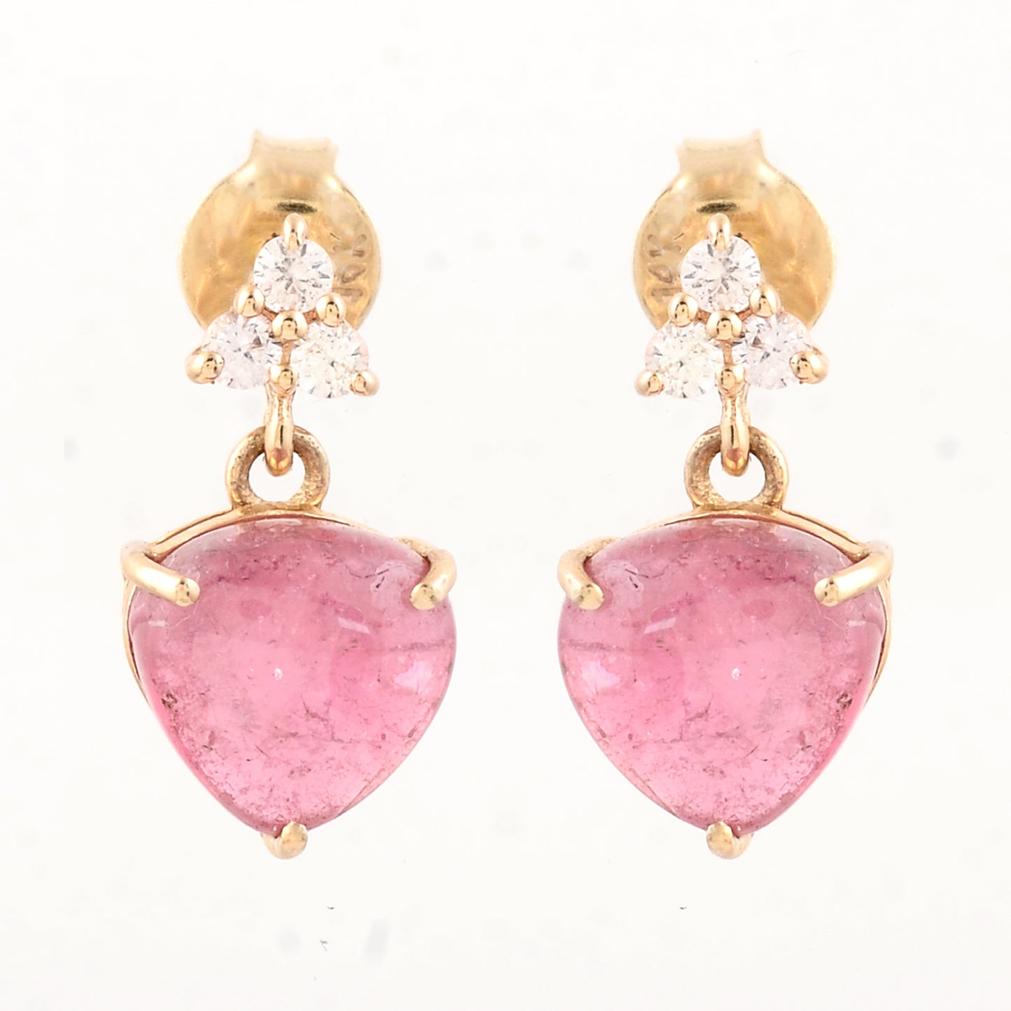 3.66 Ct Trillion Tourmaline 14K Gold Earrings