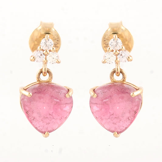 3.66 Ct Trillion Tourmaline 14K Gold Earrings