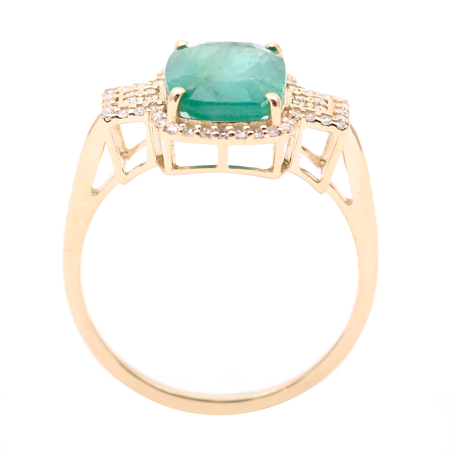 2.77 Ct Cushion Natural Emerald 14K Gold Ring