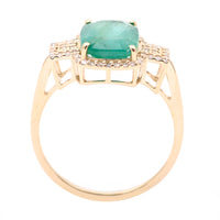 2.77 Ct Cushion Natural Emerald 14K Gold Ring