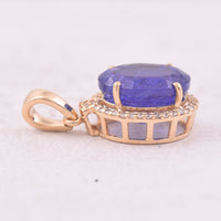 5.11 Ct Oval Mixed Cut Natural Tanzanite 14K Gold Pendant