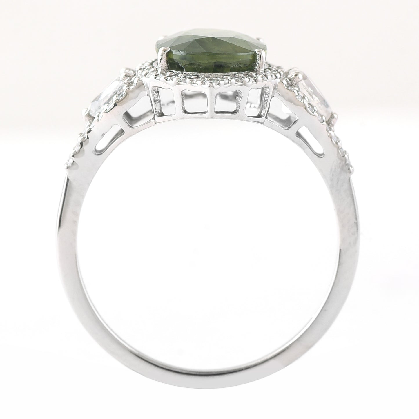 3.53 Ct Oval Mixed Cut Natural Green Sapphire 950 Platinum Ring