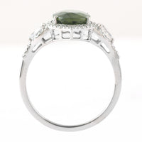 3.53 Ct Oval Mixed Cut Natural Green Sapphire 950 Platinum Ring