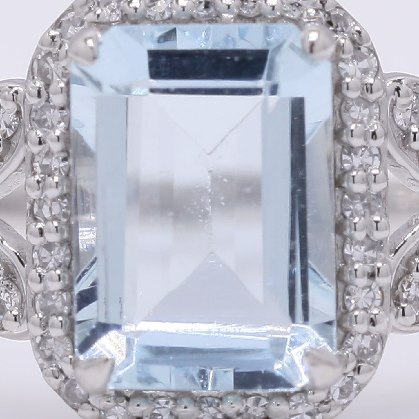 1.33 Ct Octagon Step Cut Natural Aquamarine 950 Platinum Ring