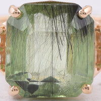 3.92 Ct Octagon Natural Peridot 14K Gold Ring