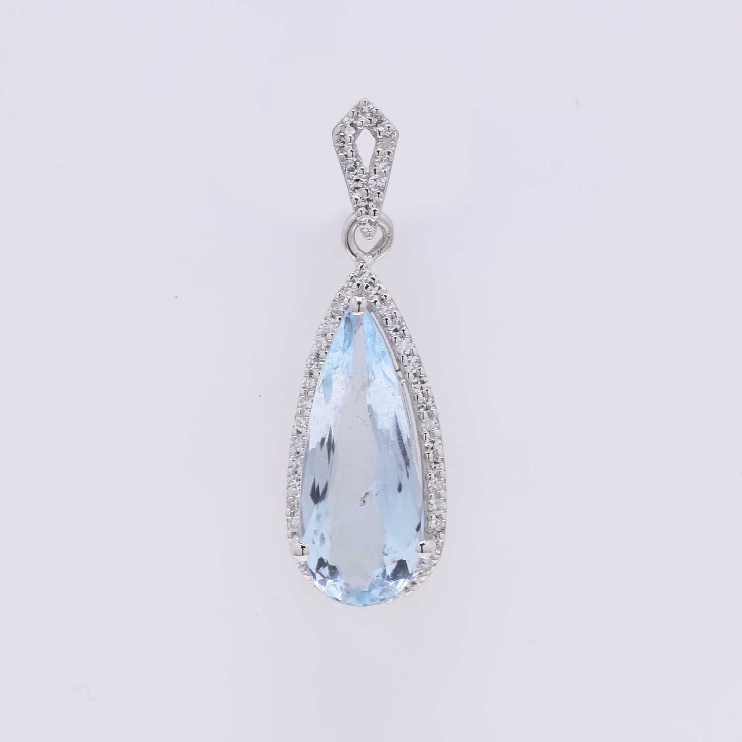 2.07 Ct Pear Mixed Cut Natural Aquamarine 950 Platinum Pendant