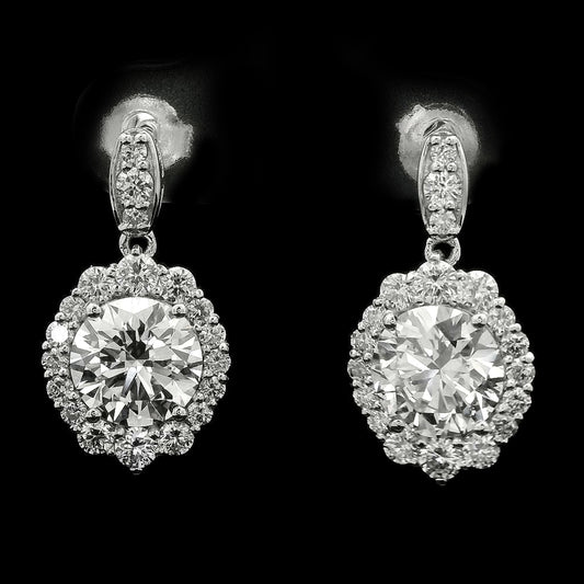 4.15 Carats Lab Grown Diamond 14K Gold Earrings
