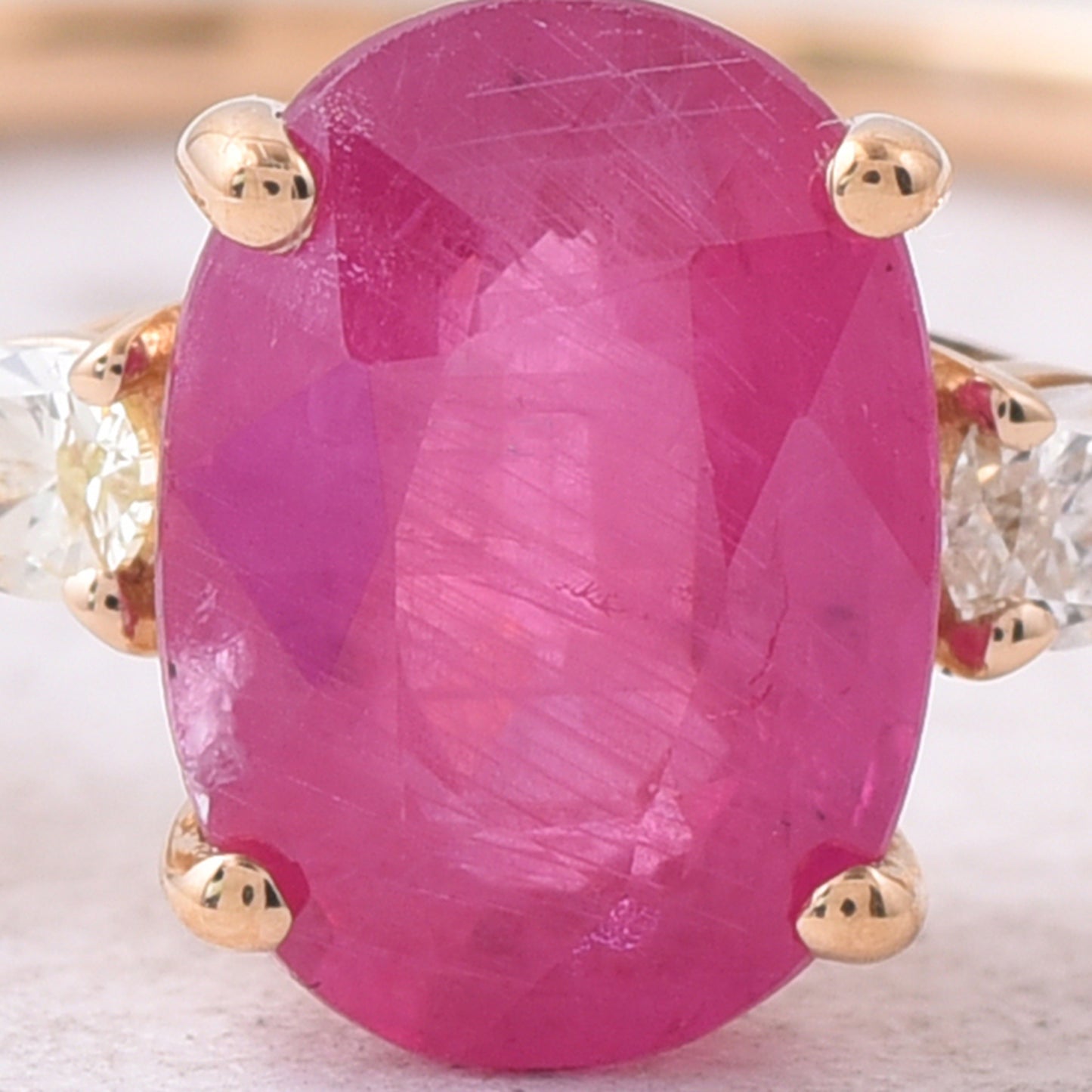 1.71 Ct Oval Mixed Cut Natural Ruby 14K Gold Ring
