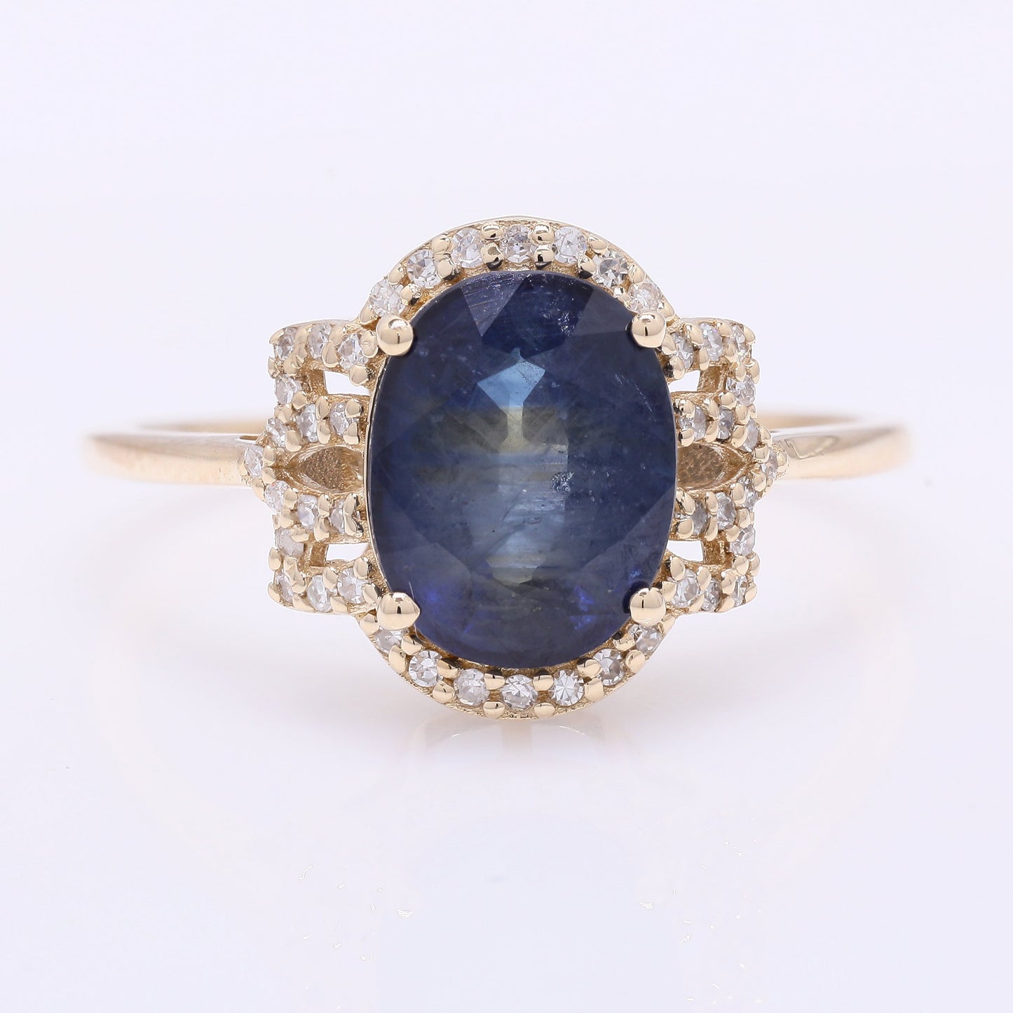 3.01 Ct Oval Mixed Cut Natural Sapphire 14K Gold Ring