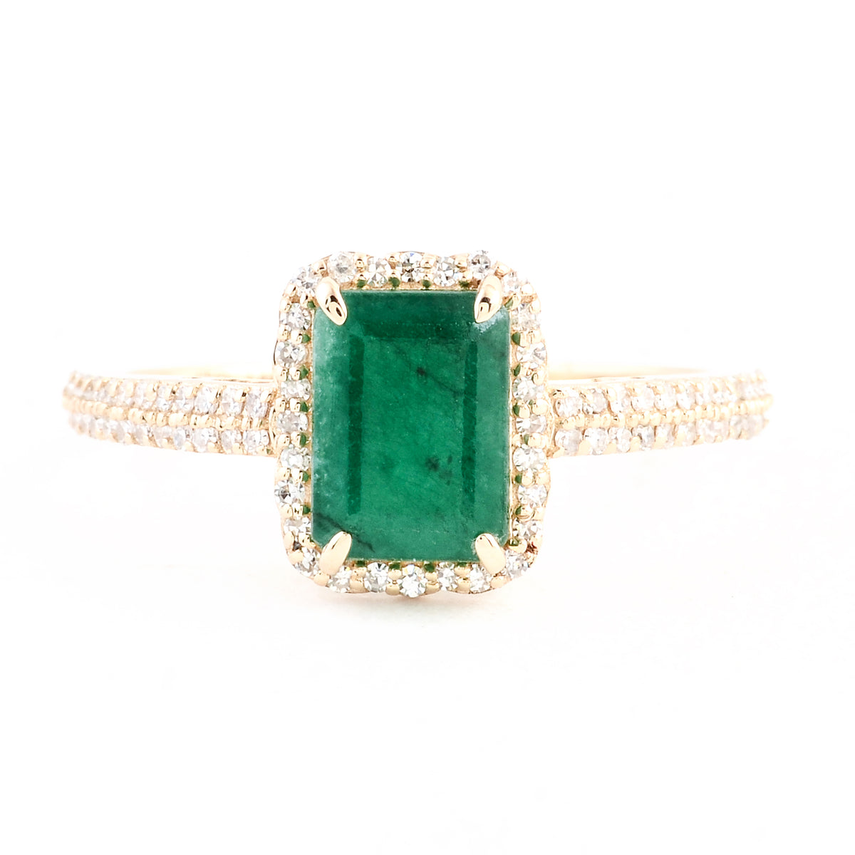 1.71 Ct Emerald Cut Natural Beryl Emerald 14K Gold Ring
