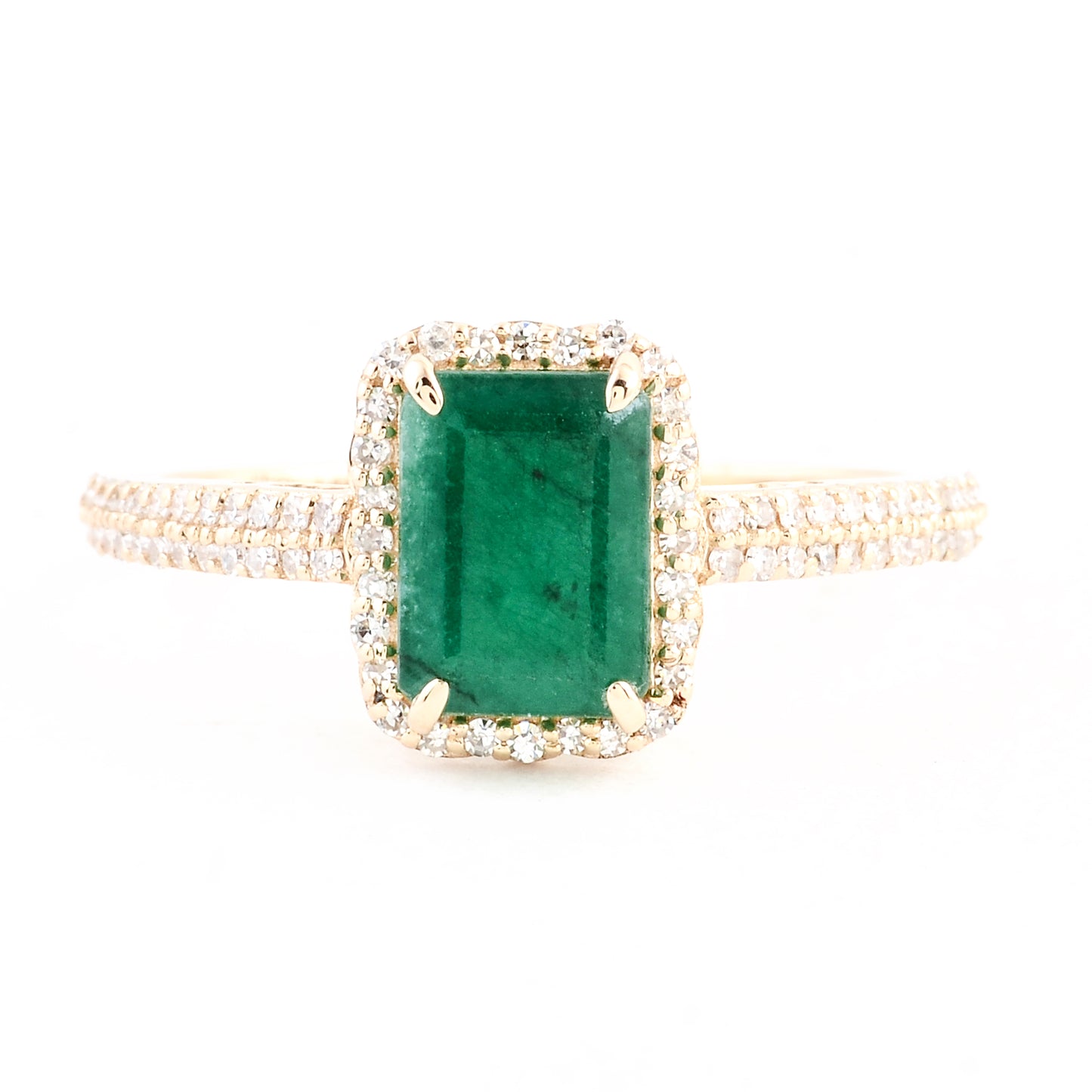 1.71 Ct Emerald Cut Natural Beryl Emerald 14K Gold Ring