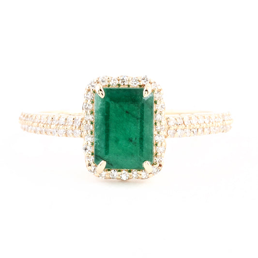 1.71 Ct Emerald Cut Natural Beryl Emerald 14K Gold Ring
