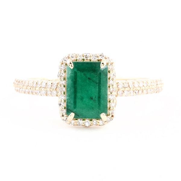 1.71 Ct Emerald Cut Natural Beryl Emerald 14K Gold Ring