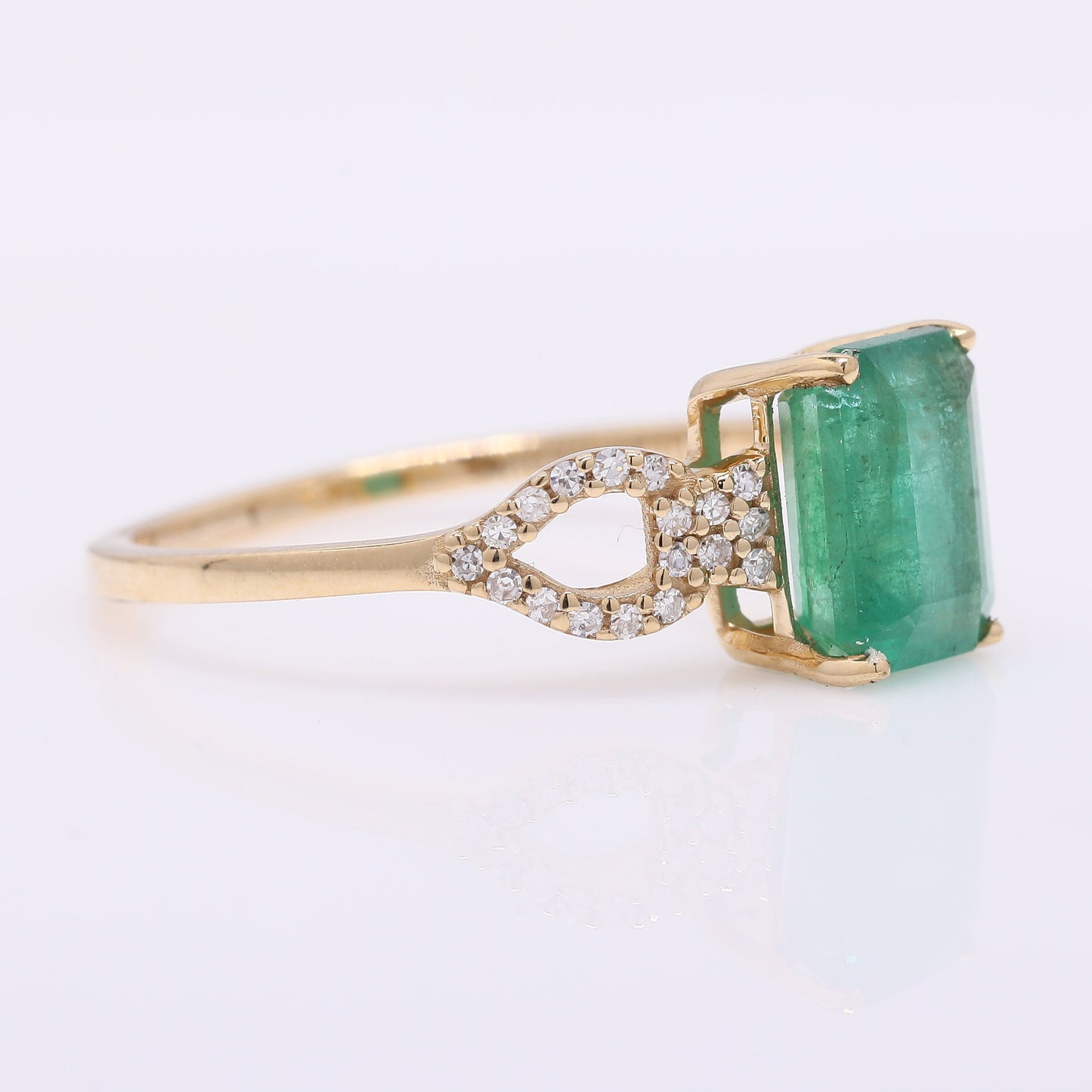 1.69 Ct Octagon Step Cut Natural Emerald 14K Gold Ring