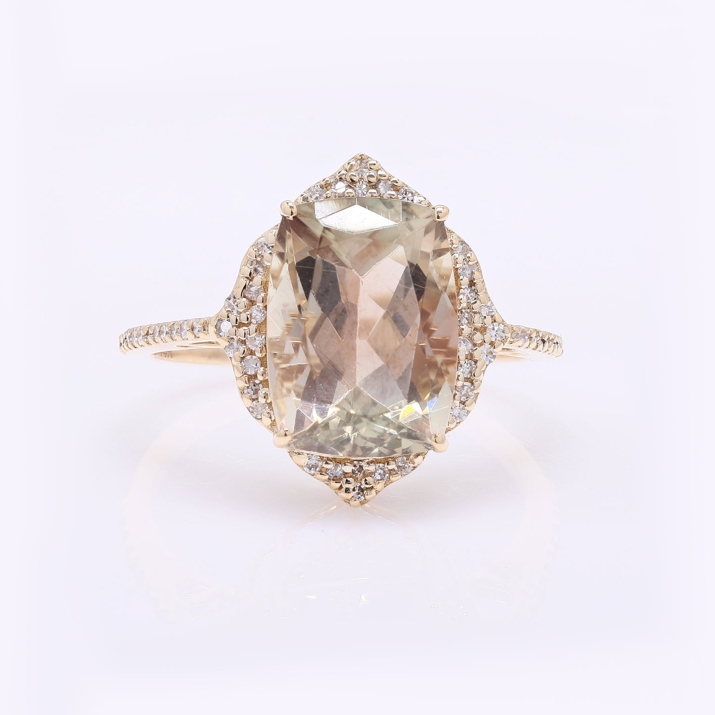 4.50 Ct Cushion Mixed Cut Natural Sunstone 14K Gold Ring