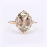 4.50 Ct Cushion Mixed Cut Natural Sunstone 14K Gold Ring
