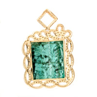 14.53 Ct Fancy Carving Natural Beryl Emerald 14K Gold Pendant