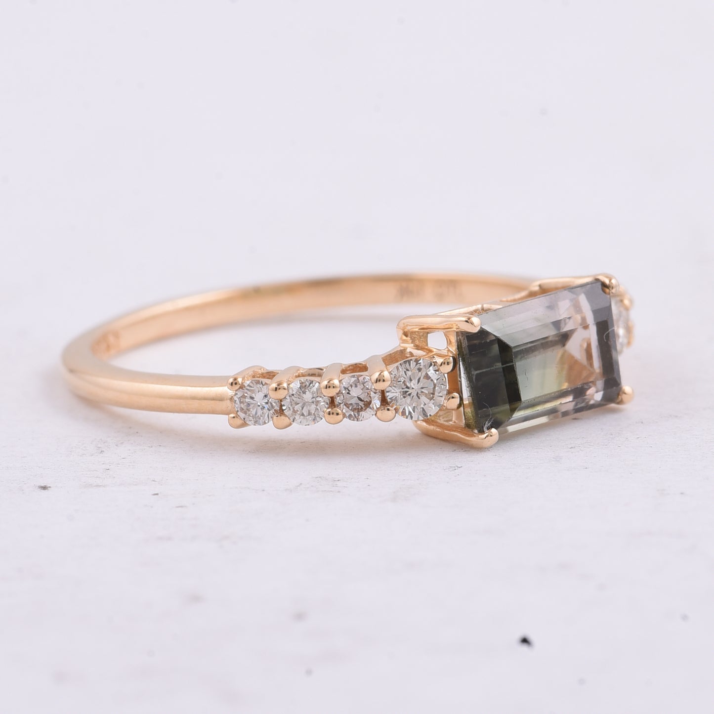 1.10 Ct Rectangle Step Cut Natural Tourmaline 14K Gold Ring