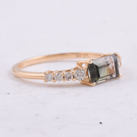 1.10 Ct Rectangle Step Cut Natural Tourmaline 14K Gold Ring