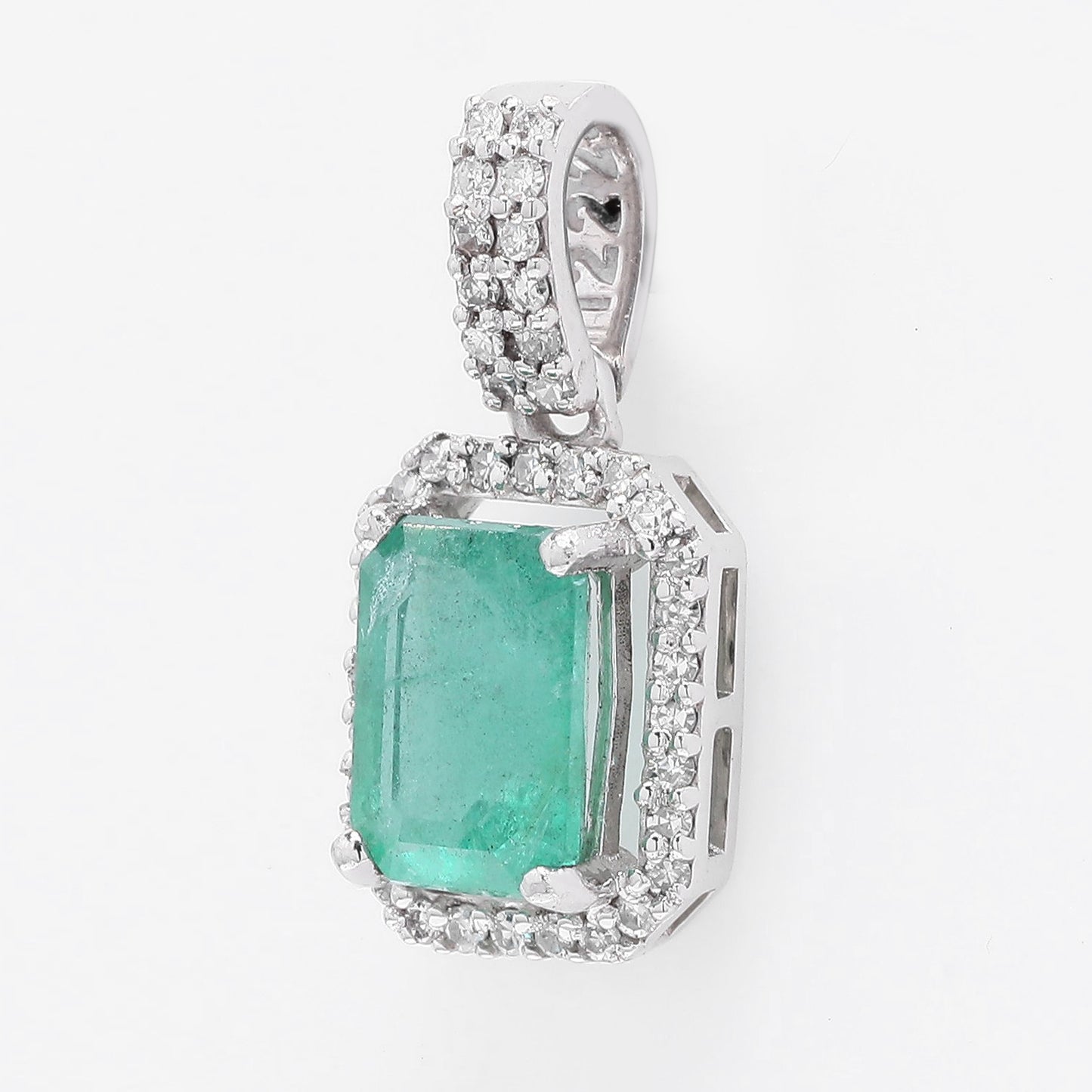1.12 Ct Octagon Step Cut Natural Emerald 950 Platinum Pendant