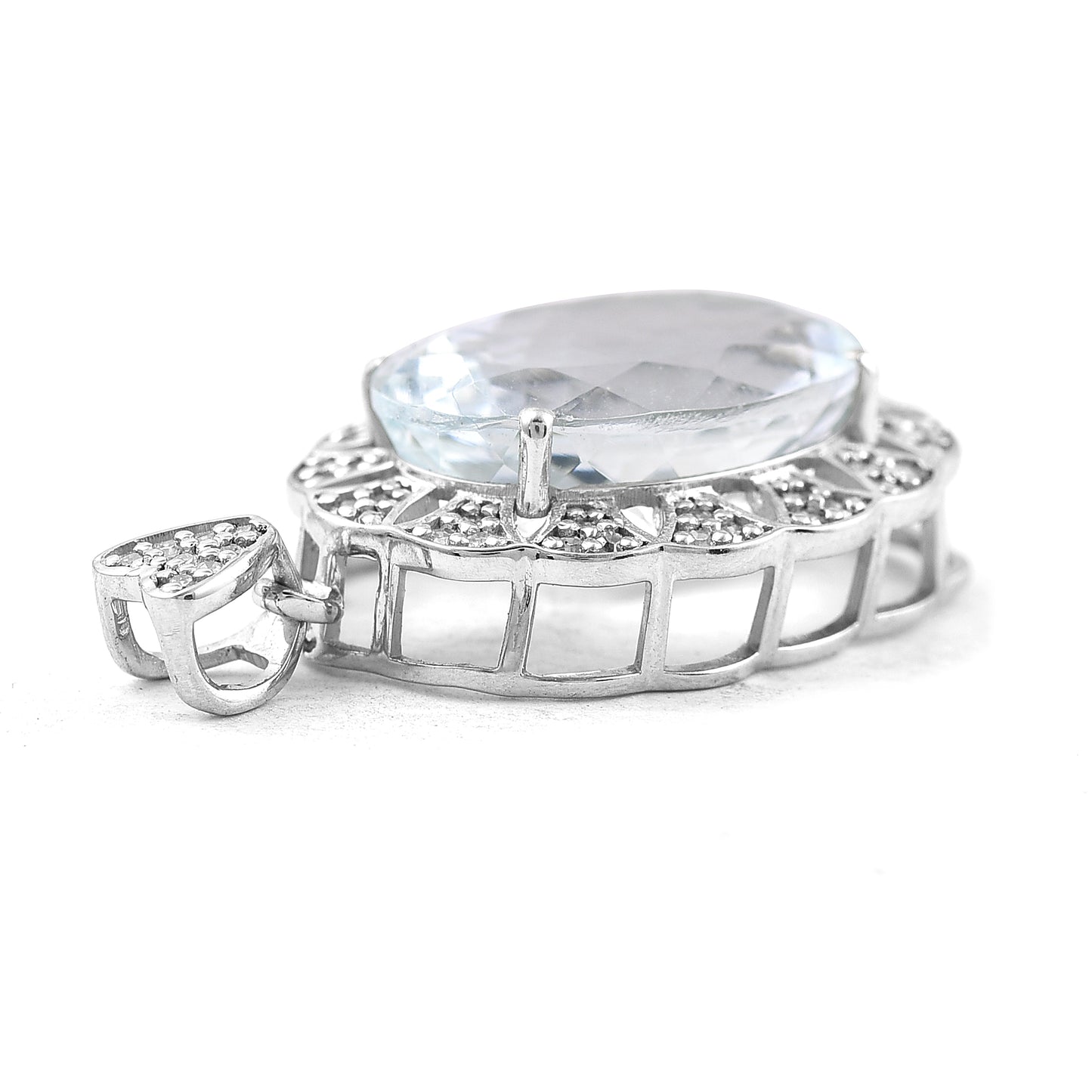 5.42 Ct Oval Mixed Cut Natural Aquamarine 950 Platinum Pendant