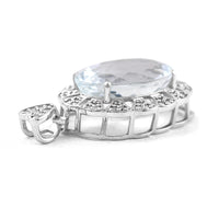 5.42 Ct Oval Mixed Cut Natural Aquamarine 950 Platinum Pendant