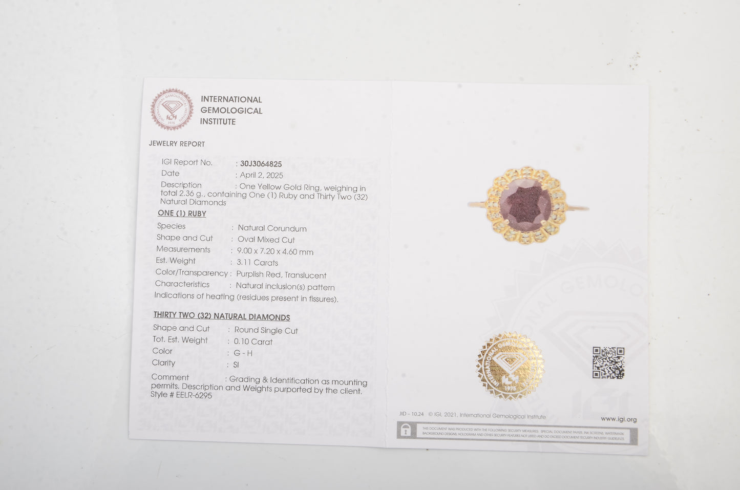 3.21 Ct Natural Codundum Ruby 14K Gold Ring