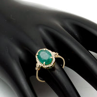 2.85 Ct Oval Natural Emerald 14K Gold Ring