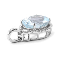 2.57 Ct Oval Mixed Cut Natural Aquamarine 950 Platinum Pendant