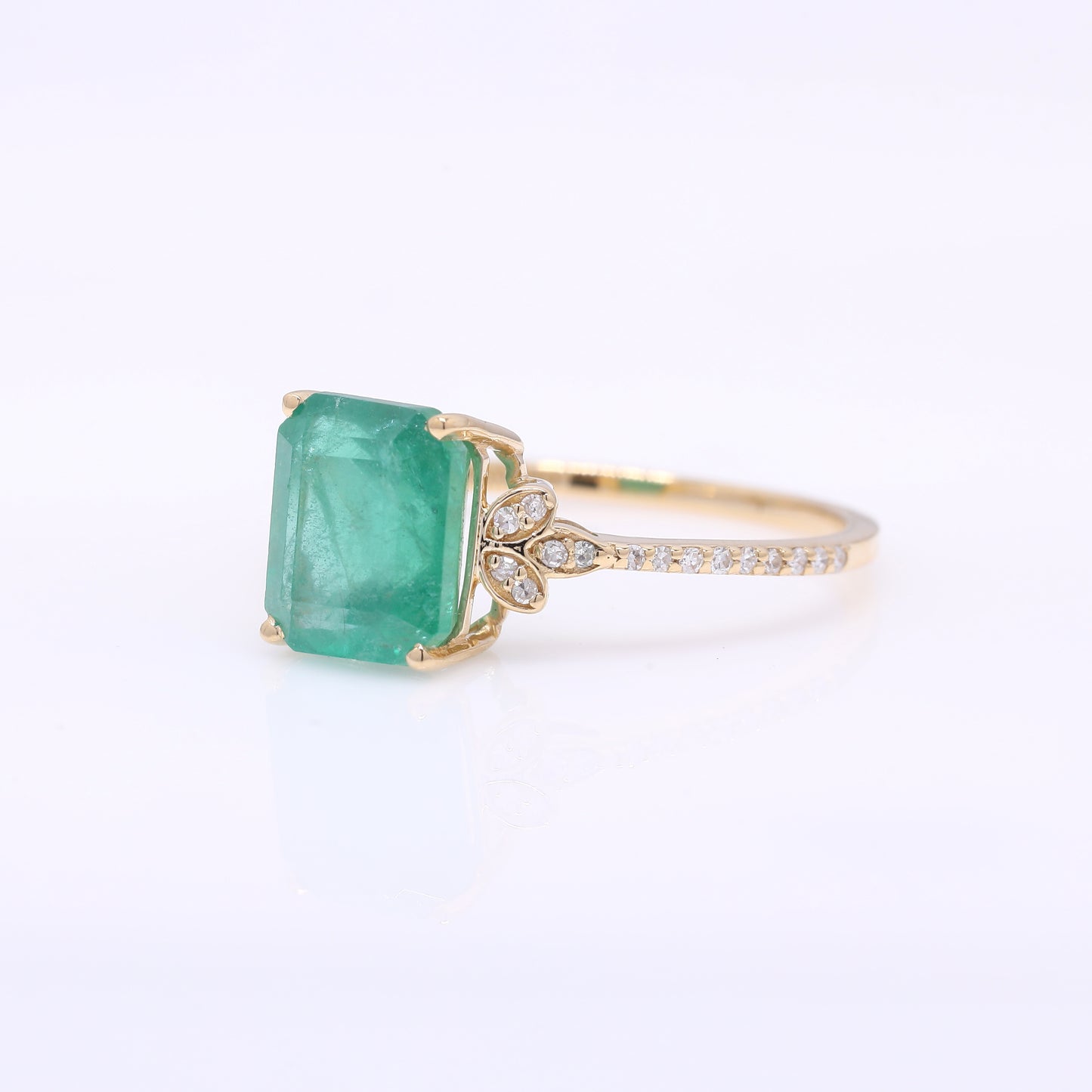2.72 Ct Octagon Step Cut Natural Emerald 14K Gold Ring