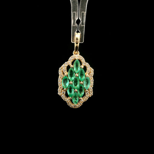 0.73 Ct Marquise Emerald 14K Gold Pendant