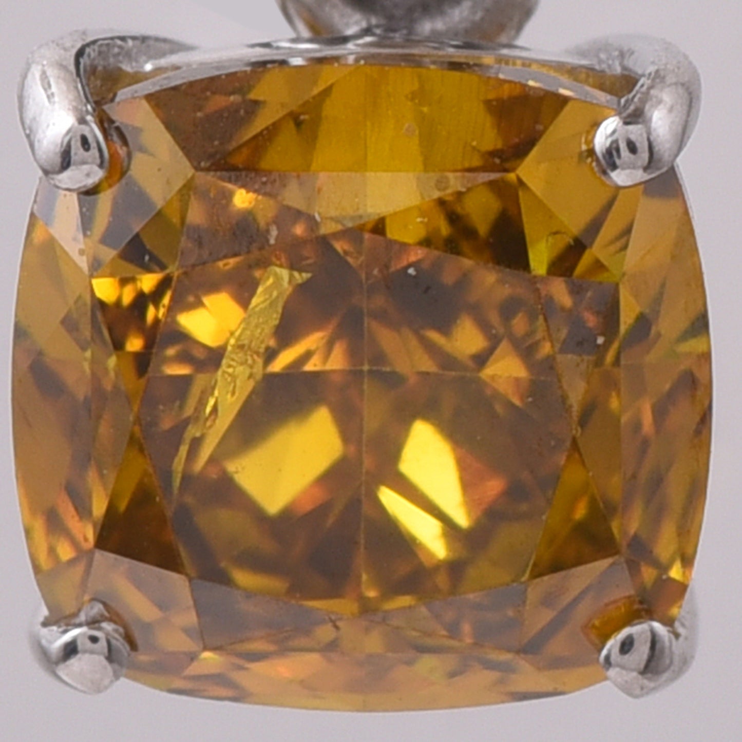 1.19 Ct Cushion Yellow Diamond 950 Platinum Pendant
