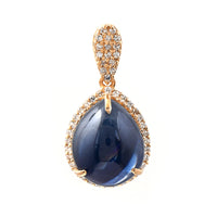 5.97 Ct Pear Cabochon Natural Sapphire 14K Gold Pendant